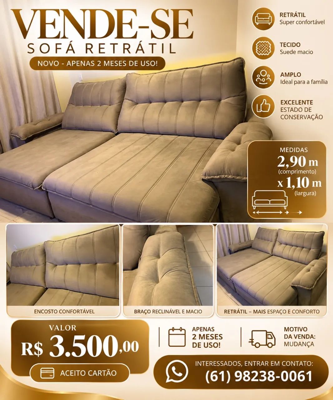 Sofá retrátil novo 