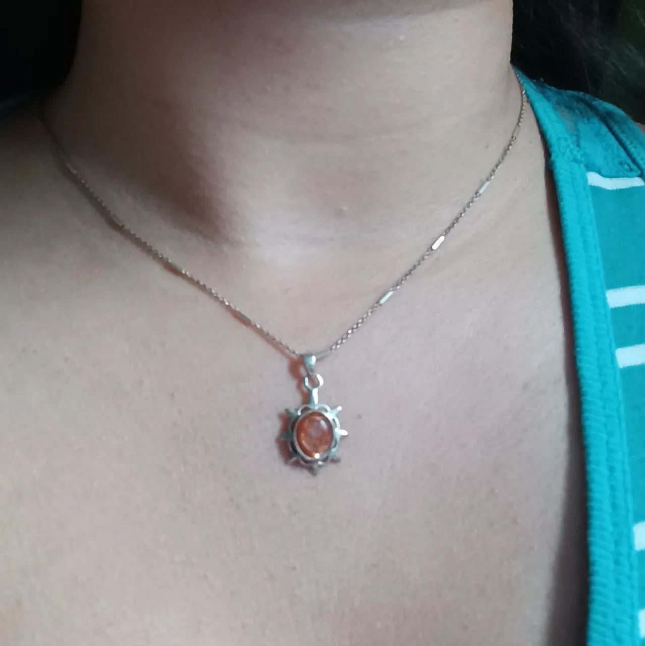 pingente prata 925 heliolita sunstone - Foto 4