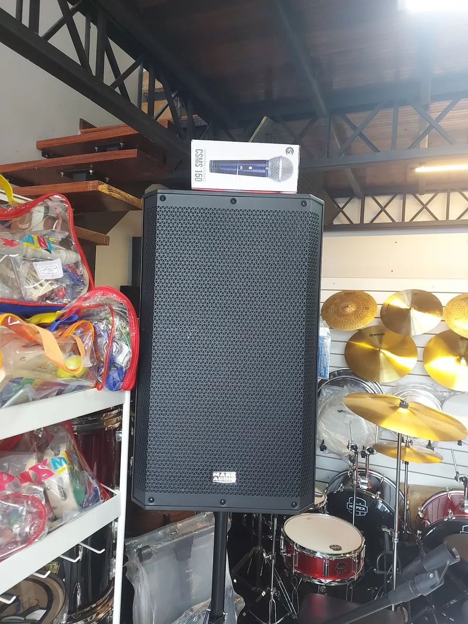 KIT REUNIÂO CAIXA DE SOM MIC PEDESTAL