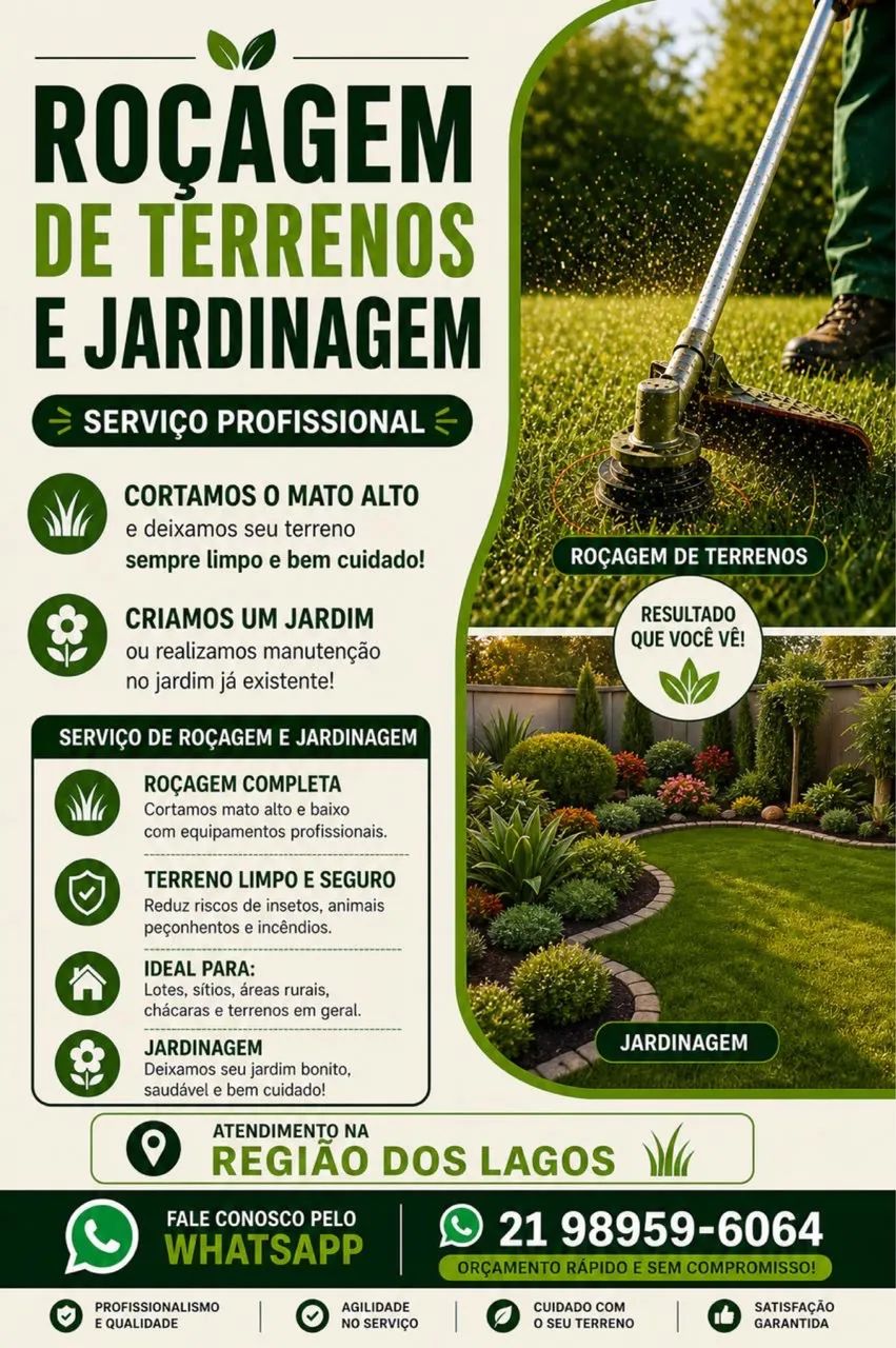 Corte de grama e jardinagem completa limpeza de terreno