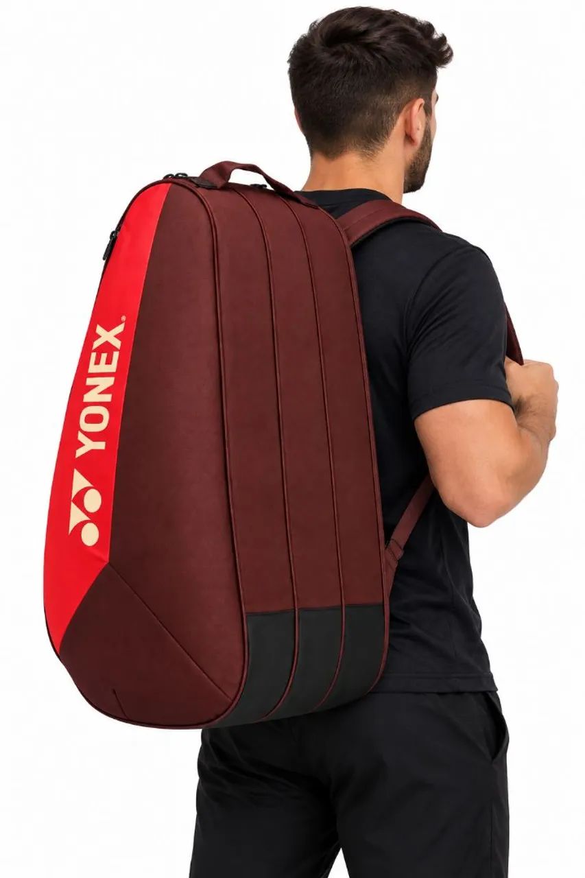 Raqueteira Yonex Team Tripla X9 Ruby para Tênis e Badminton