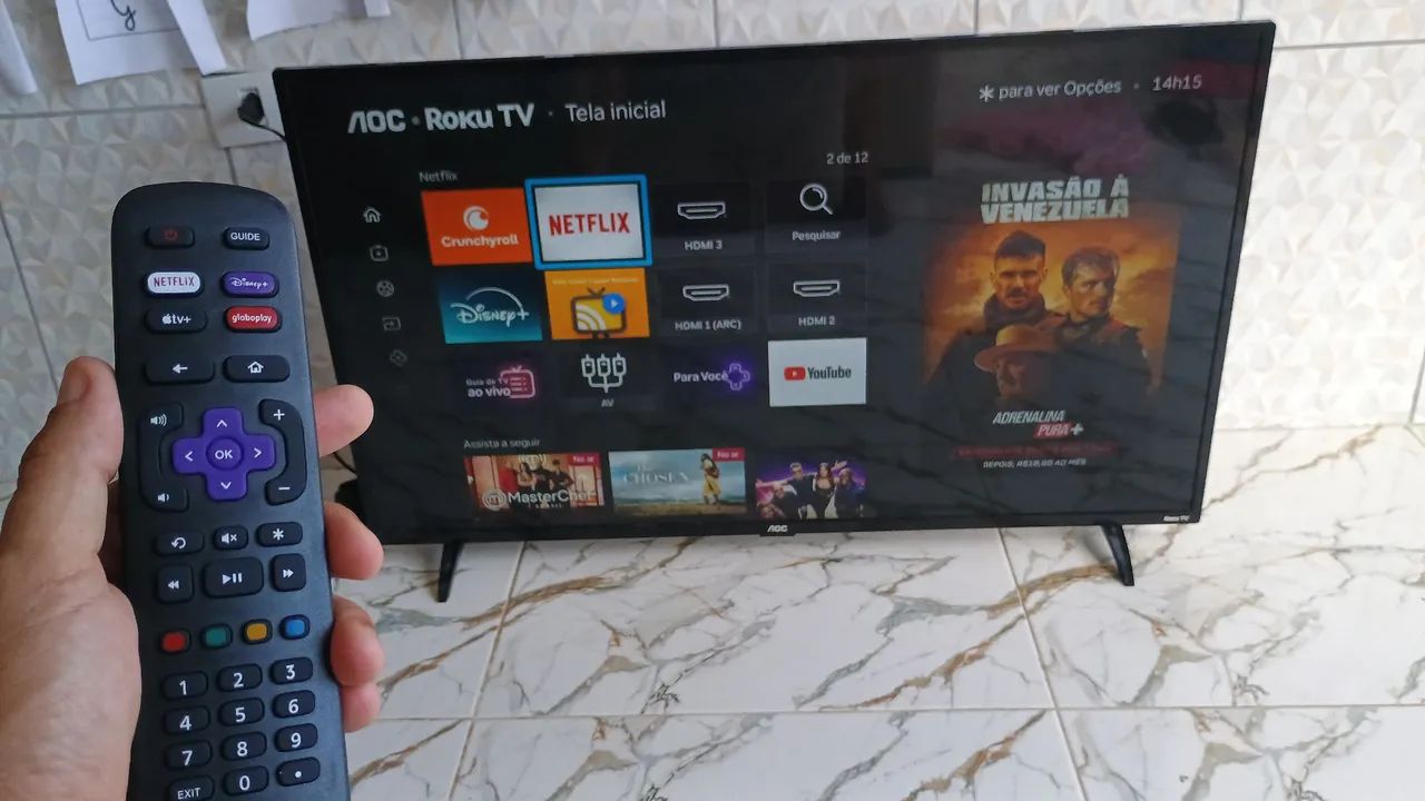 Tv aoc 43 polegadas smart completa roku tv 