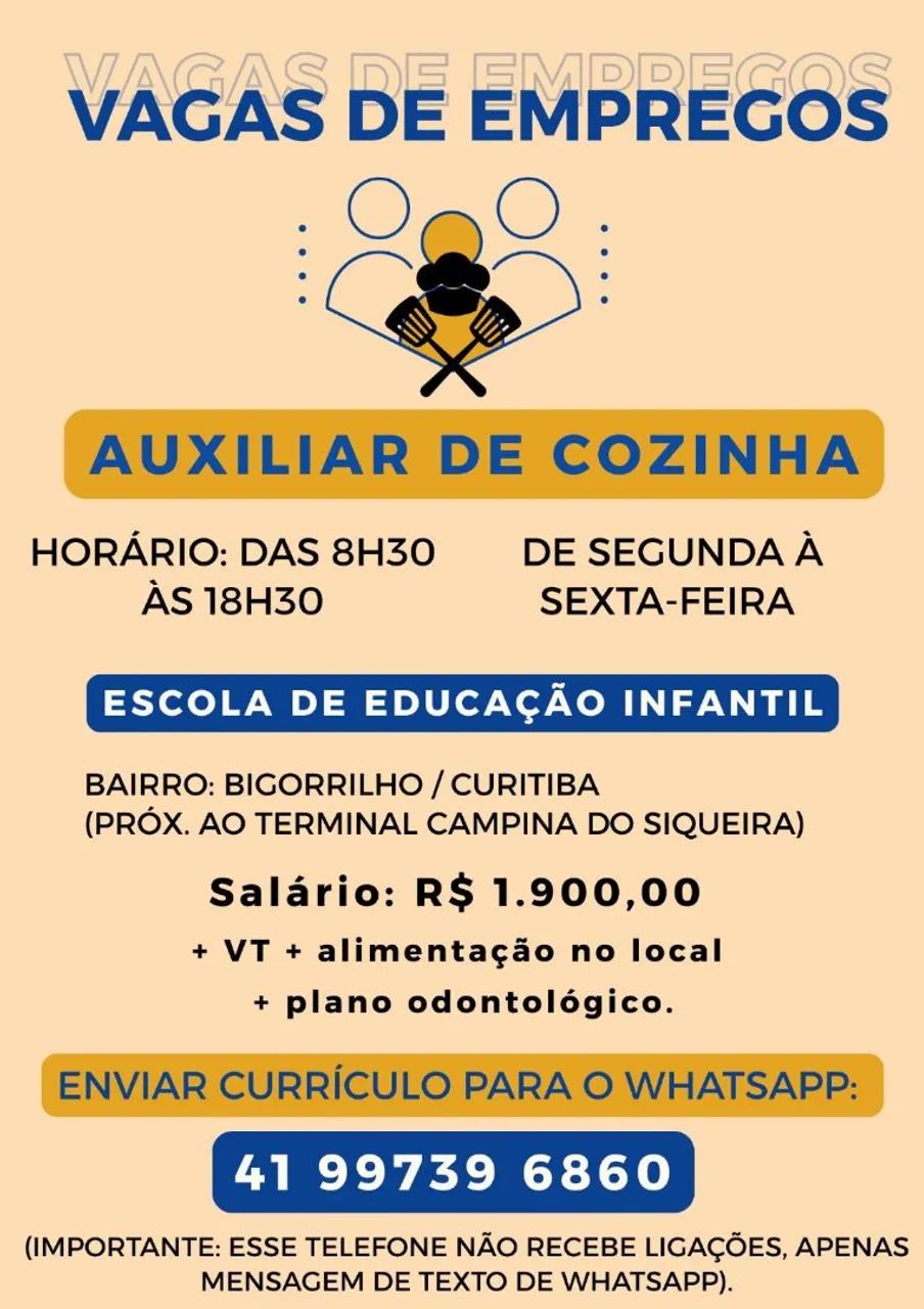 Vaga AUXILIAR DE COZINHA