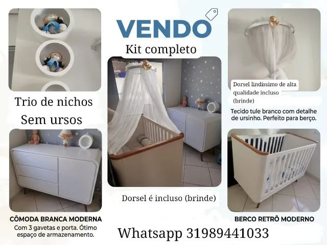 Conjunto berço e cômoda retrô 