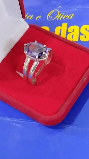 Anel Prata 950 Pedra Zircônia Lilas, Rosa, branca e outras cores 10 x 8 mm - Foto 3