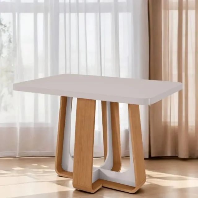 Mesa Sintonia Maxi Tampo MDF com Vidro Amendoa - Entrega Rápida!