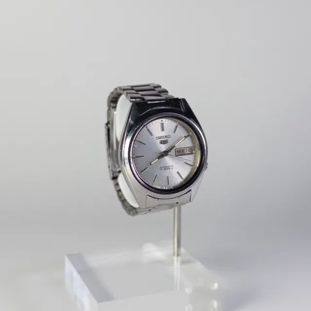 Seiko 5  * Vintage 1987 Automático - Mostrador Branco 37mm - PF237 - Foto 4