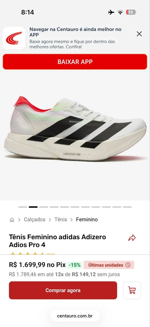 Tenis adidas Adizero Adios Pro 4 - Foto 5