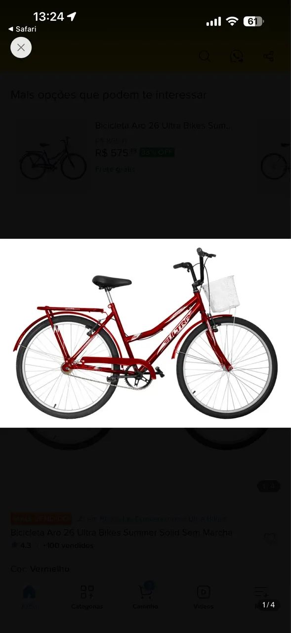Bicicleta Ultra Bikes Summer Solid Aro 26 - NOVA NA CAIXA