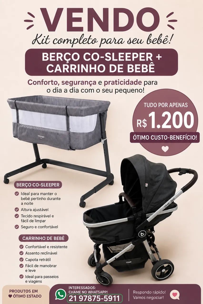 Carrinho e Berço Moisés 