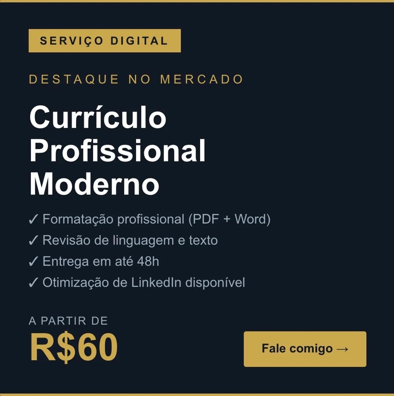 Currículo profissional moderno + otimização de LinkedIn