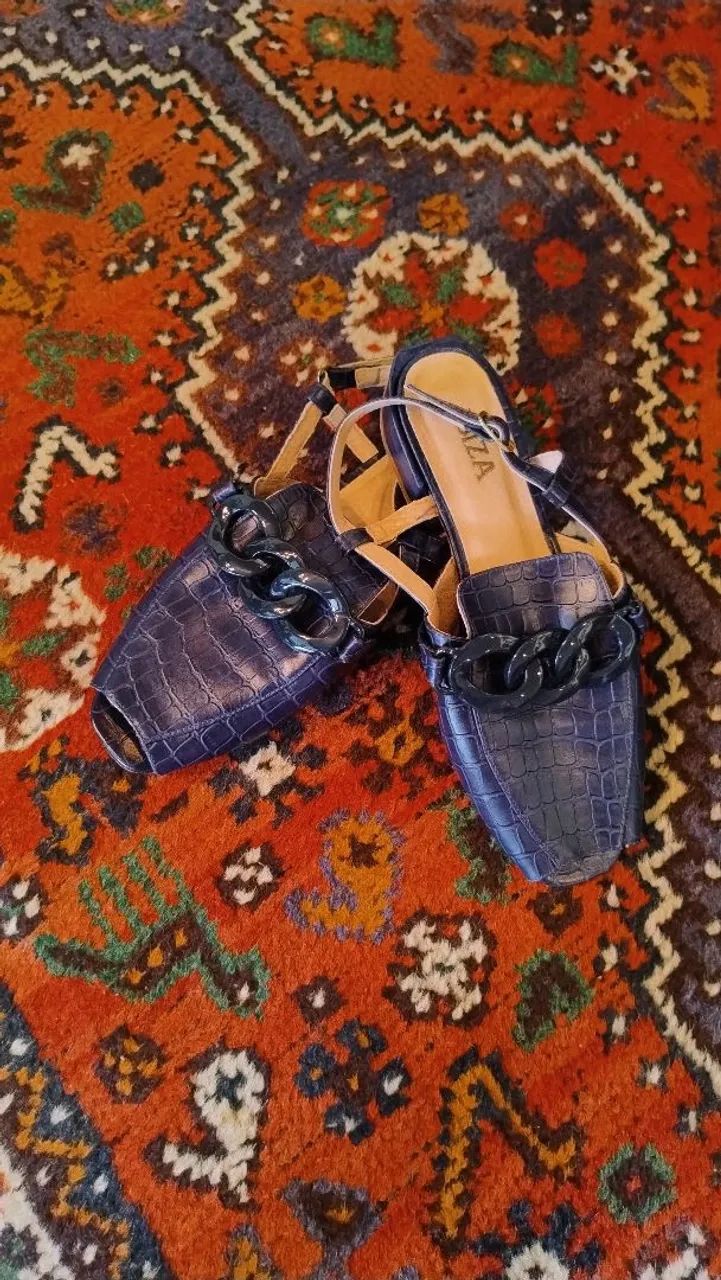 Sapato Slingback Azul Marinho da Ibiza - Foto 4