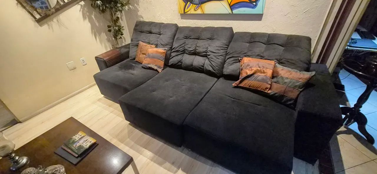 Sofá retrátil preto  - Foto 4