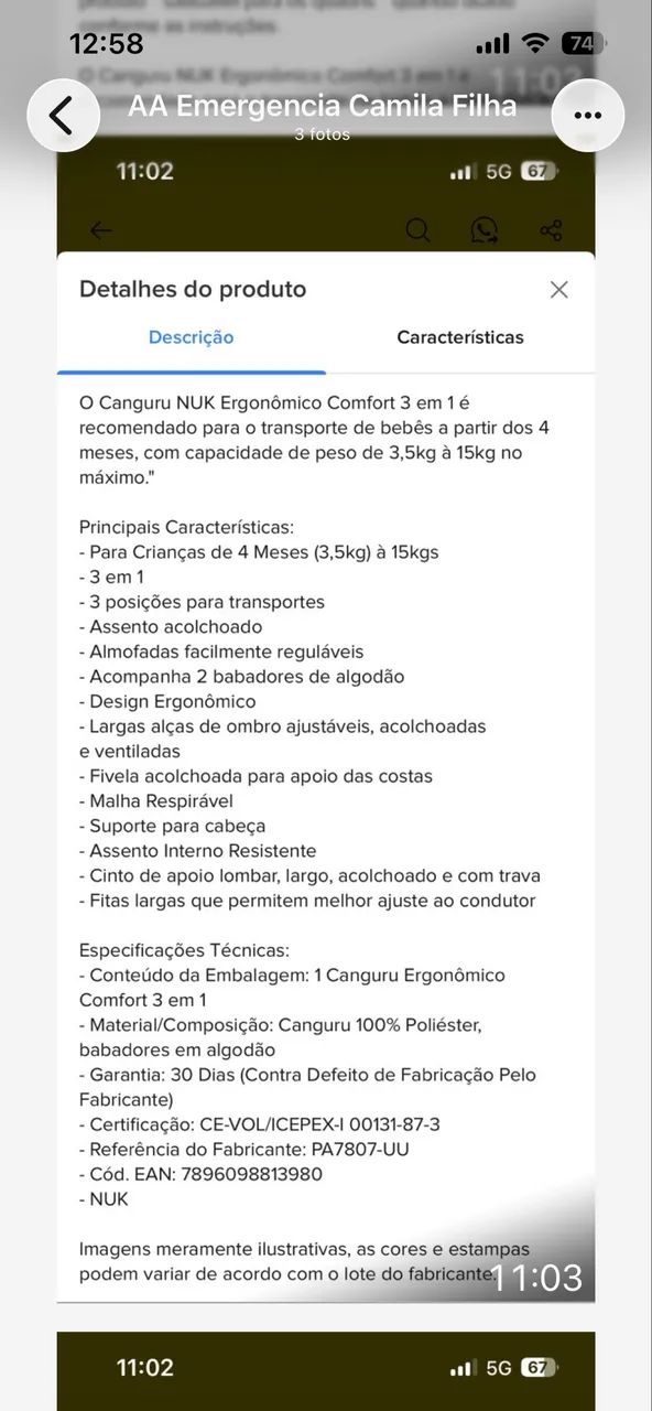 Canguru ergonômico para bebê Nuk - Foto 5