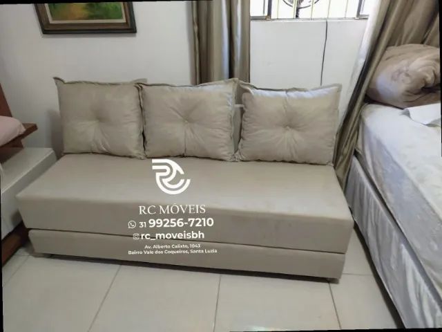 Sofá Cama Bicama 1,70m Suede D33 Compacto e Funcional - Foto 4