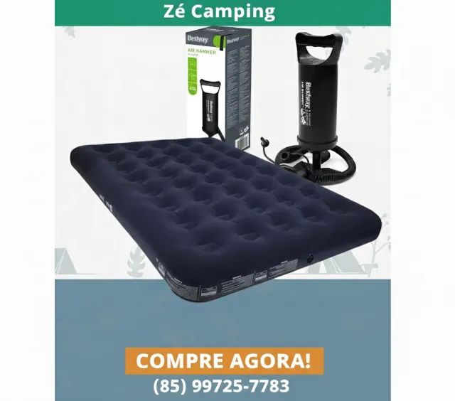 Colchão inflável casal + bomba Bestway