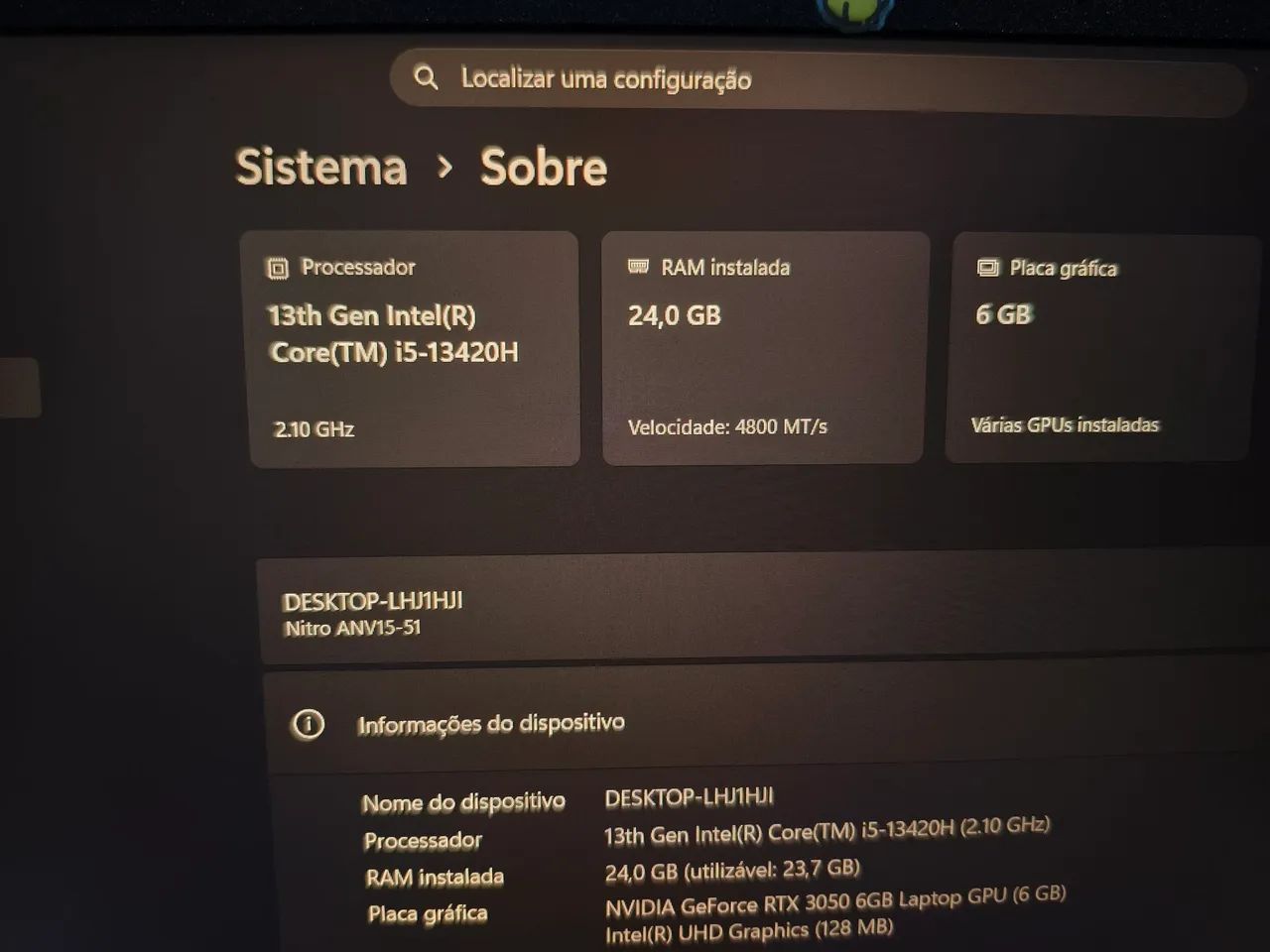 Vendo Acer nitro v15 com upgrade. Preço fixo  - Foto 3