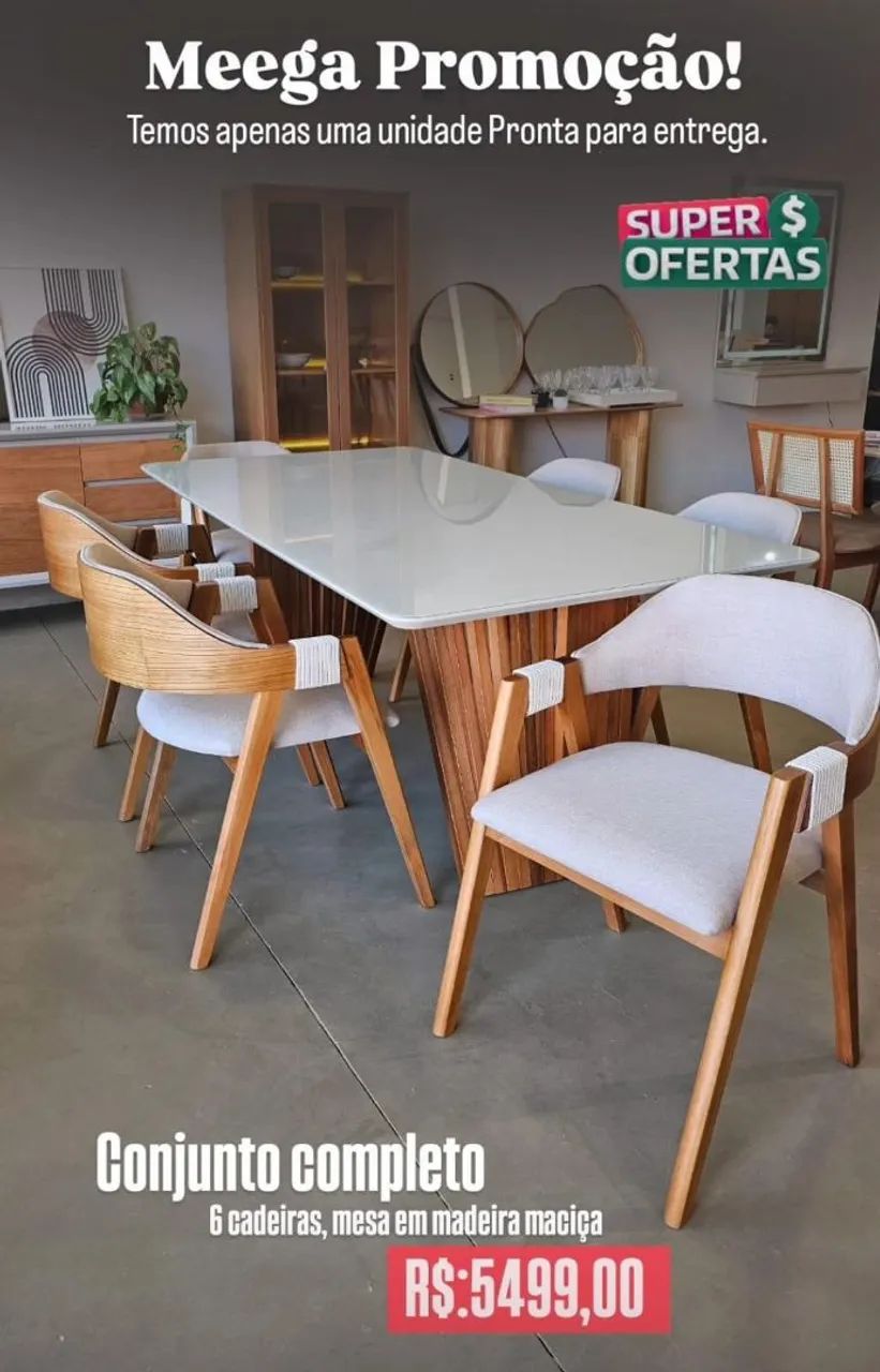 Sala de Jantar 6 cadeiras + Mesa Ripada