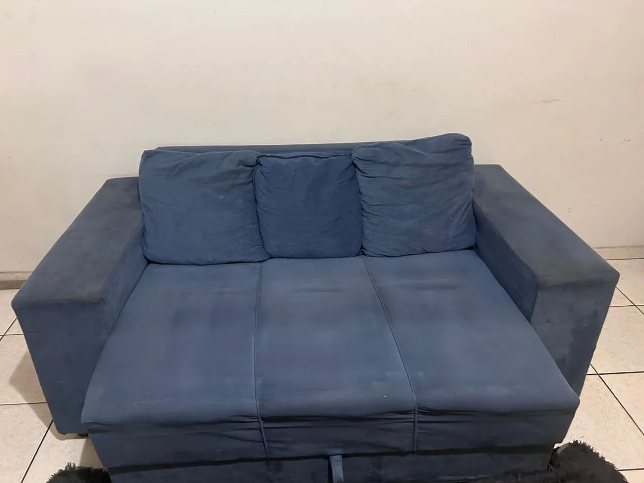 Sofá Retrátil 3 Lugares 1,85 Azul - Foto 2
