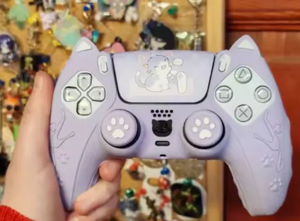 Capa para manete de PS5 silicone de gatinho com grips - Foto 2