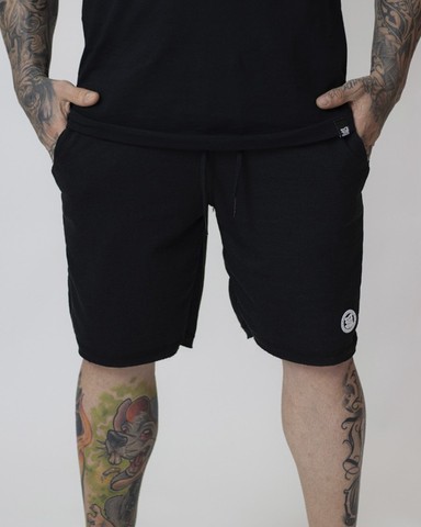 Bermuda Masculina de Moletom Preta - Não Encolhe - Foto 2