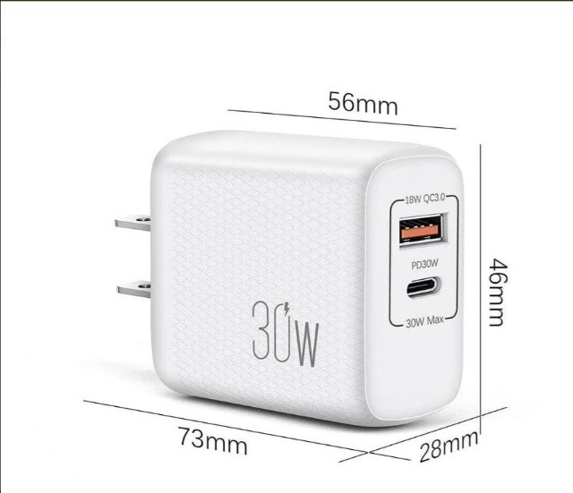 Carregador Rápido De Tomada De Parede Usb-c Pd 30w Tipo C - Foto 2