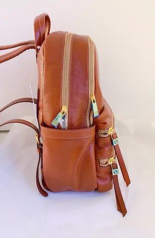 Mochila luz da lua marrom nova couro - Foto 4