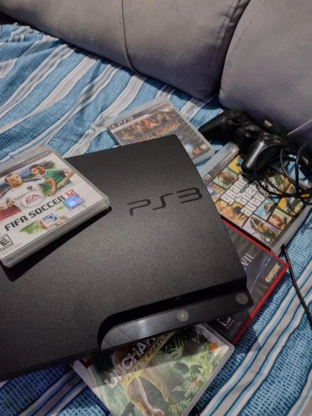 Playstation 3 Versão Gta V Com 30 Jogos Controle Novo E Brindes