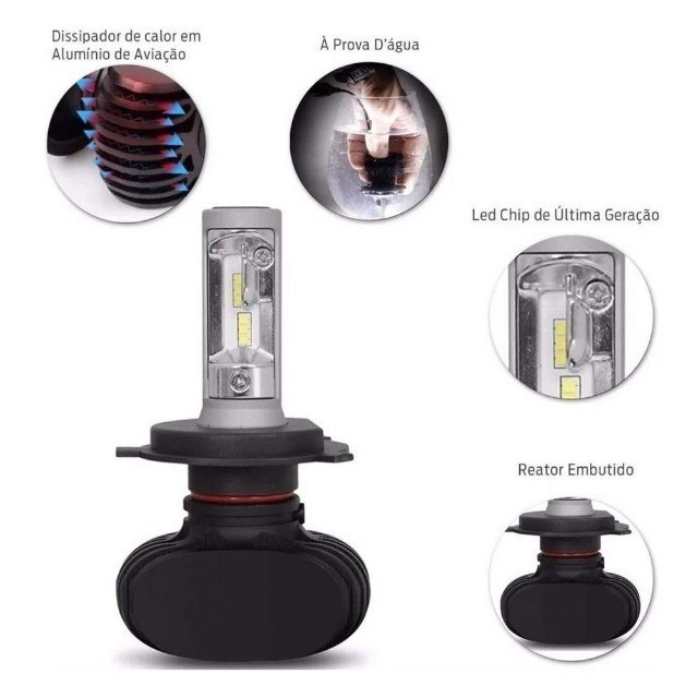 Lâmpada UIltra Led Titanium H4 P/ Moto - 12v 6000k 5.000 Lumens - 06 meses de garantia.