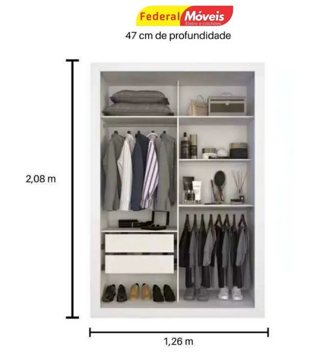 Guarda Roupa com 2 Portas de Correr Novo Fazemos Entrega  - Foto 2