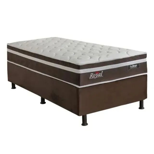 Roial Cama Box de Solteiro com Base marrom - Design