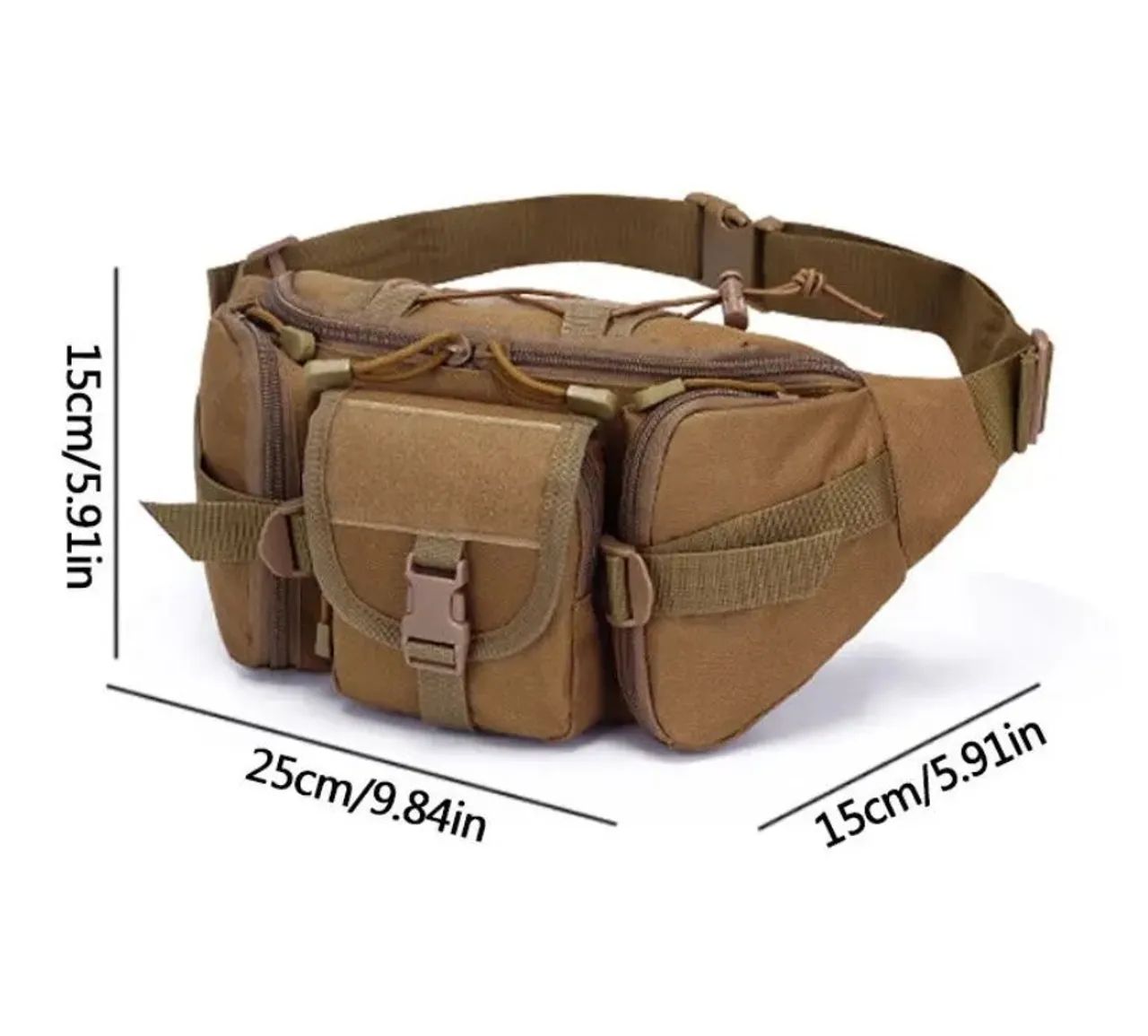 Pochete verde oliva, tatica, MOLLE, zíper e velcros - Foto 2