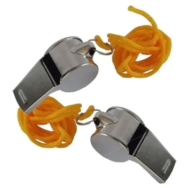 Kit Com 2 Apito De Metal C/ Cordão Semi Profissional - Foto 3