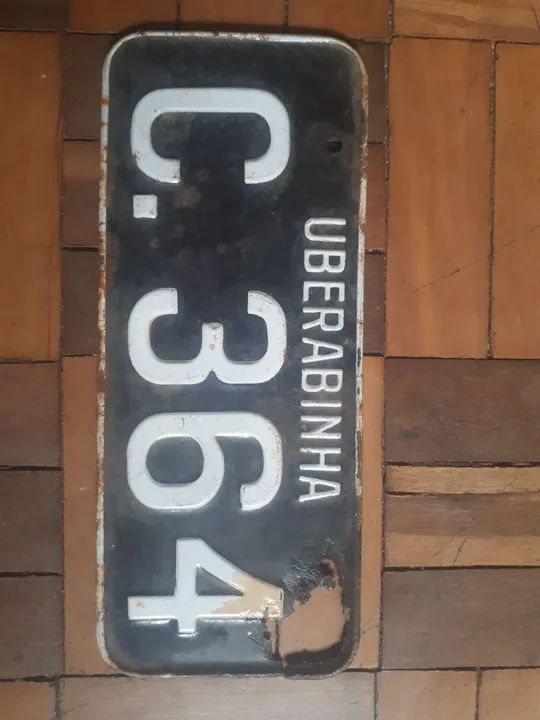 Placa Original Antiga e Rara de Carro da Época em que Uberlândia se chamava Uberabinha 