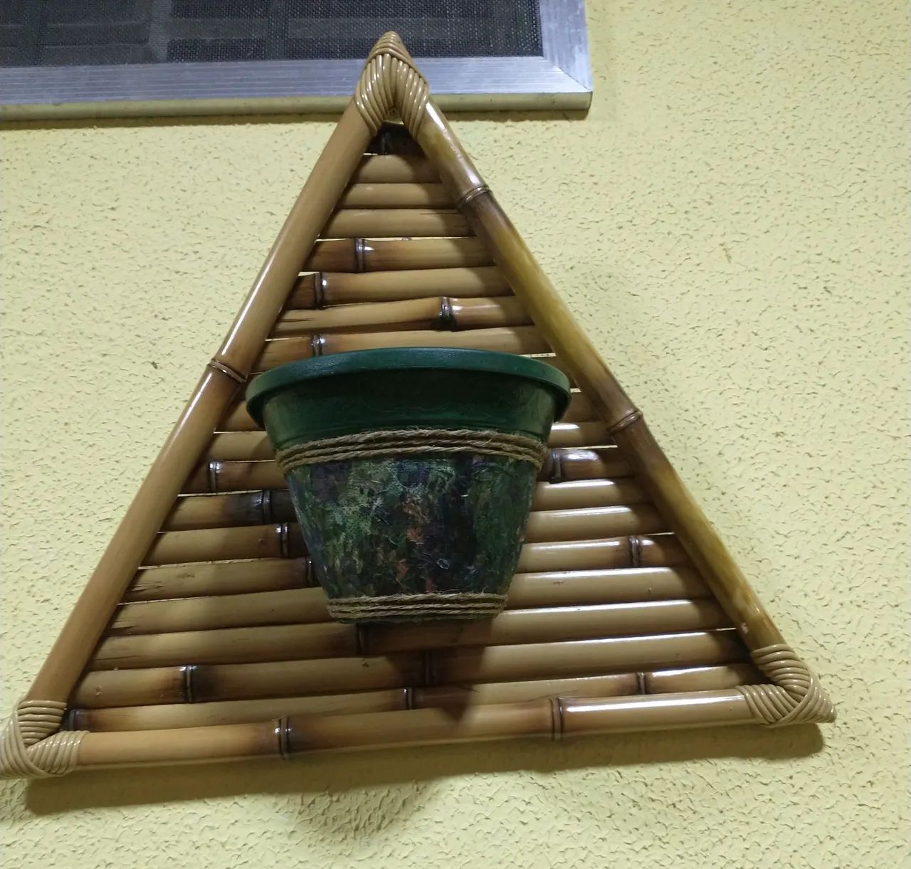 CACHEPÔ DE BAMBU PIRÂMIDE JARDIM DECORAÇÃO PRESENTE 