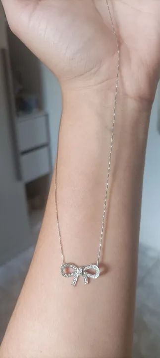 Colar ouro branco com diamantes  - Foto 3