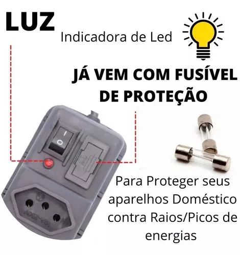 Tomada extensão com filtro de linha 5 entradas ! - Foto 3