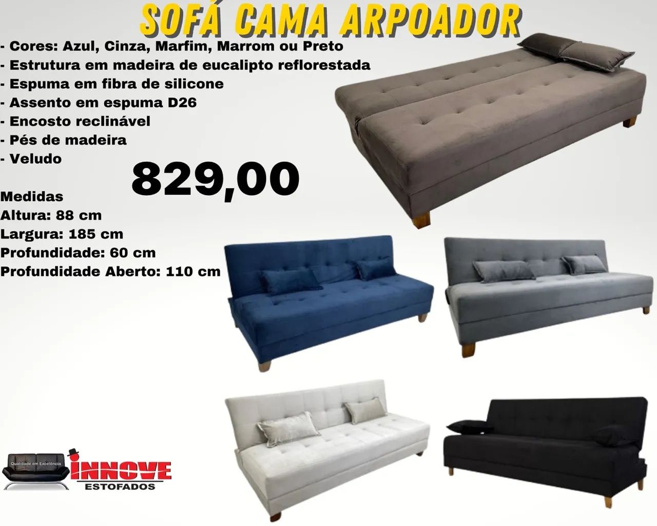 Sofá Cama Suede Arpoador - ENTREGA HOJE !!! 