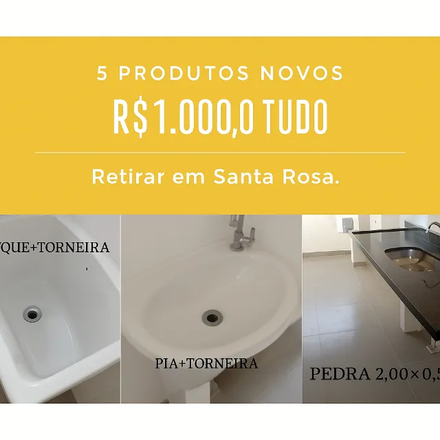 Bancada Granito São Gabriel + tanque com cuba + pia com torneira