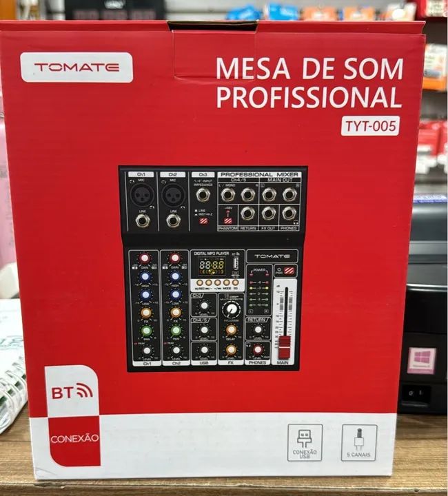 Mesa de Som Profissional Tomate TYT-005 5 Canais