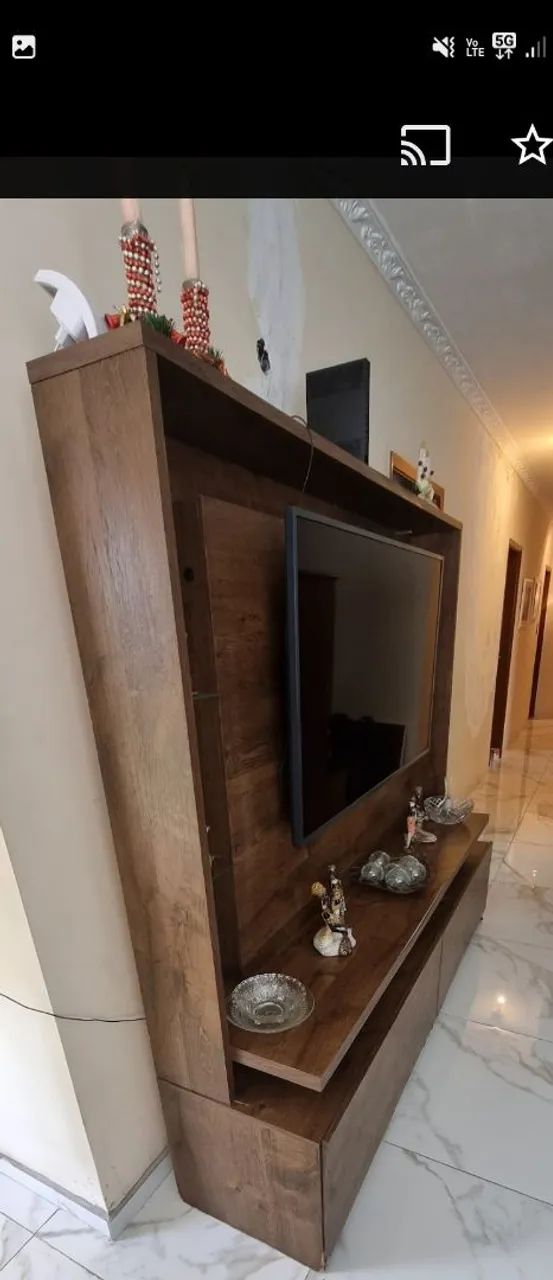 Rack para TV com Painel em Madeira Maciça - Foto 2