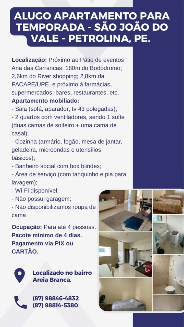 Aluguel Temporada - Apartamento em Petrolina, PE