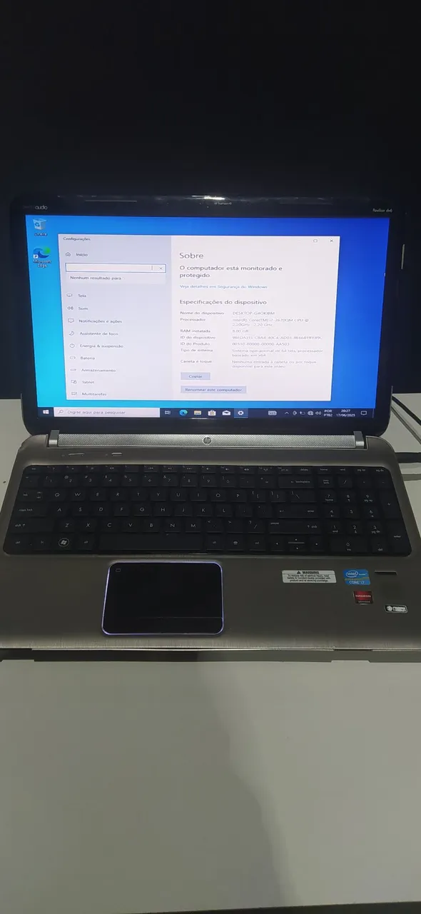 Notebook Hp i7 + 8gb de memória Ram