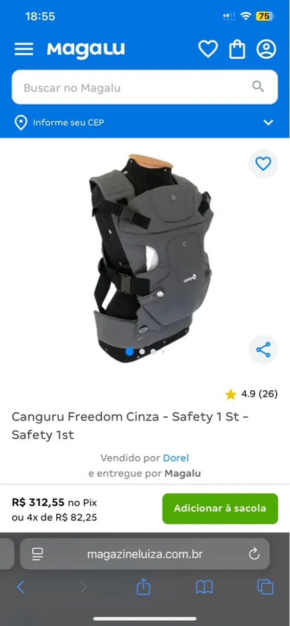 Canguru Freedom Cinza Safety 1st