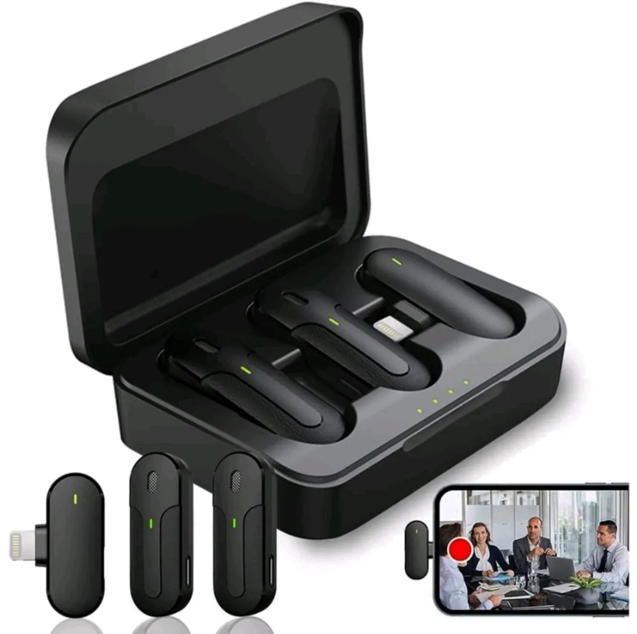 Microfone Lapela Celular Sem Fio Duplo iPhone