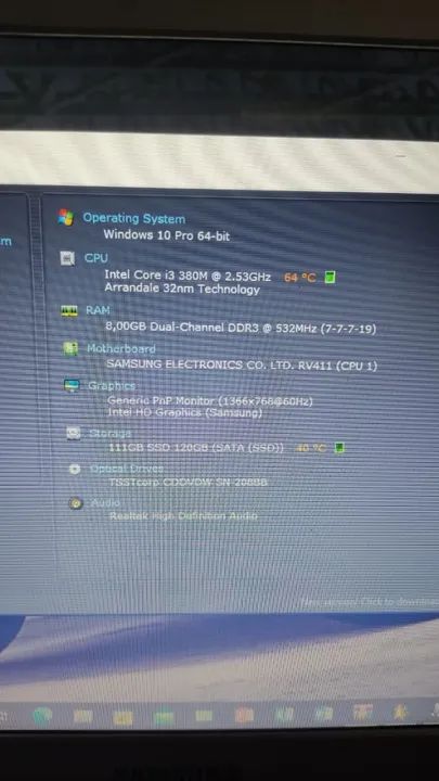 Notebook Samgung i3,SSD128,8Gigas de memoria Passo Cartao(Leia o Anuncio)Sem  Bateria - Foto 6