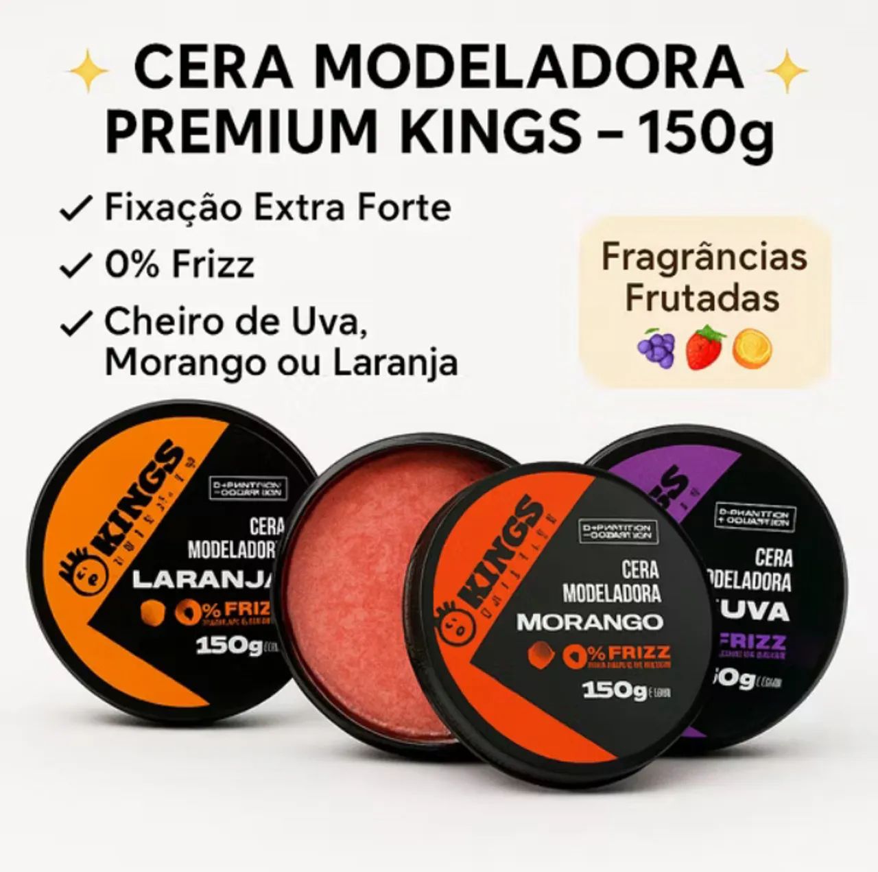 Pomada Cera Modeladora Kings Premium 150g - Foto 3