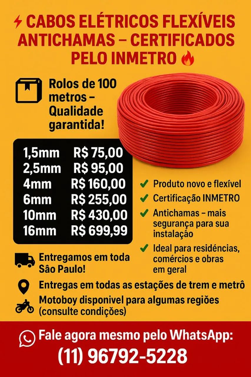 Cabos elétricos flexível antichamas 