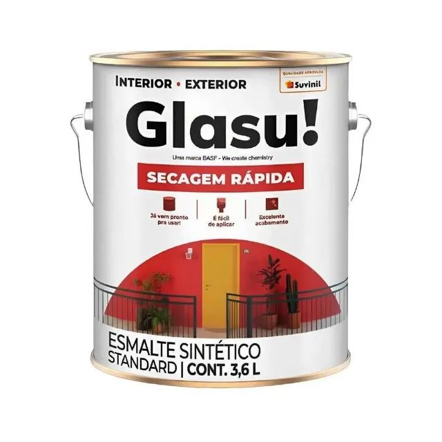 Tinta Esmalte Preta ou Cinza Escuro Brilho Secagem Rápida 3,6 Litros Glasu Suvinil - Foto 3