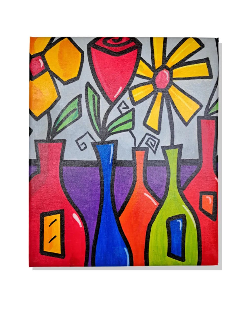 Mini Quadro de Garrafas com Flores - Foto 2